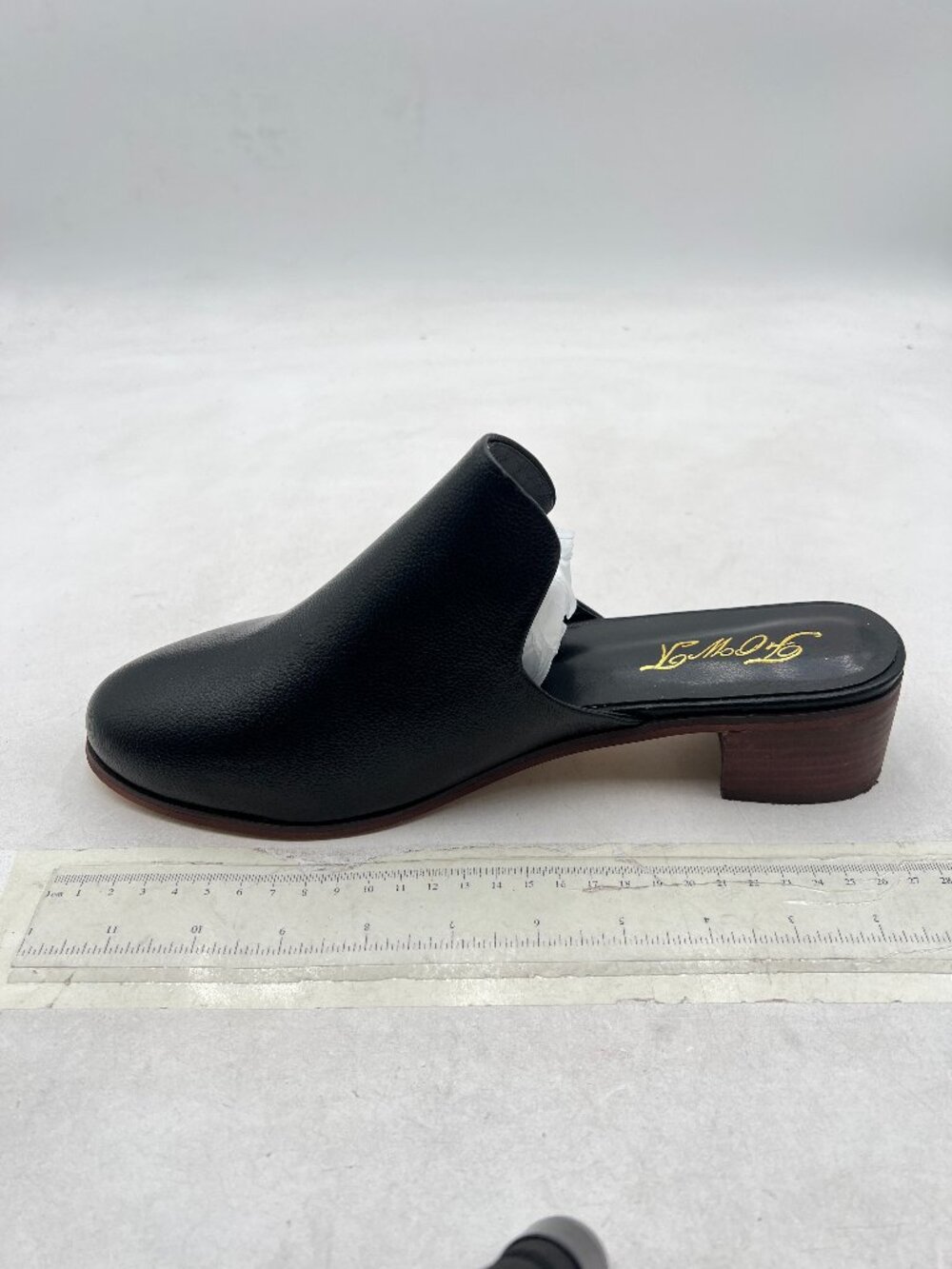 FOWT Black Closed Toe Mules Slip On Retro Loafer Low Chunky Heel Slides Slippers - Picture 2 of 8